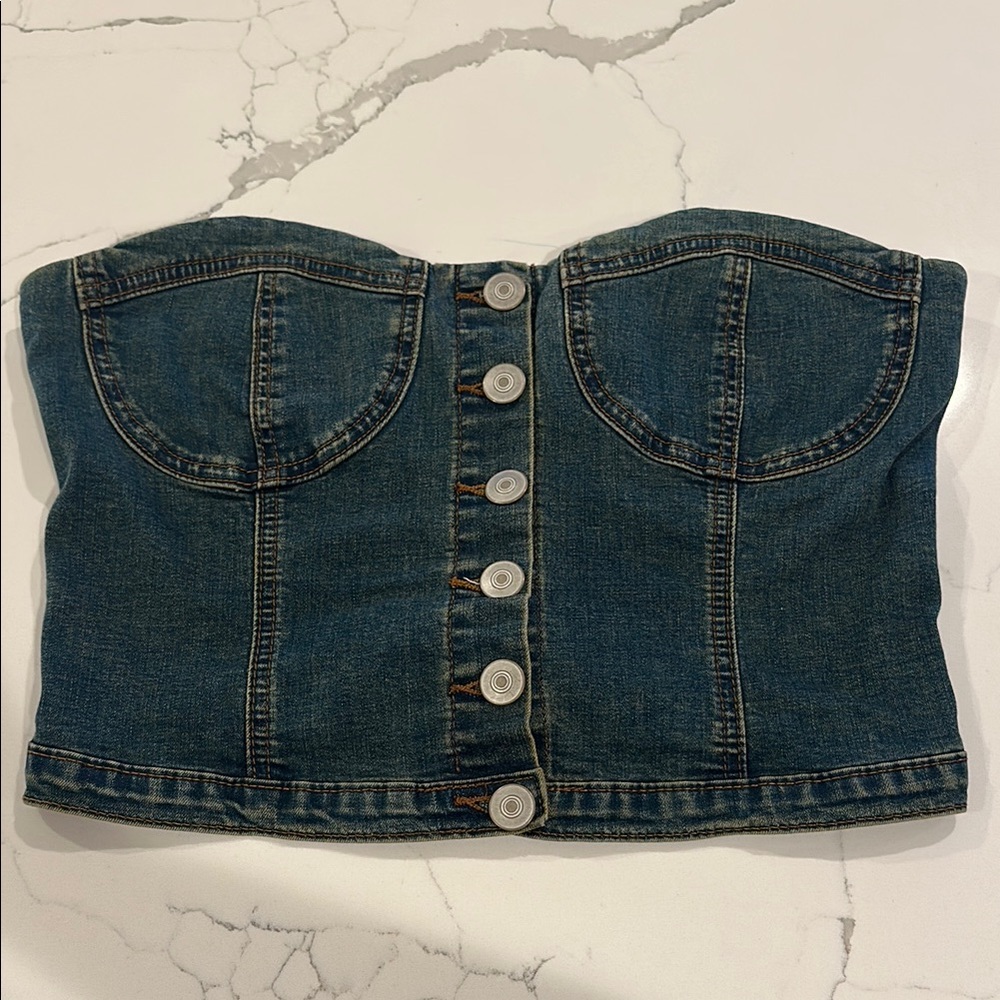 Vintage Blue Jeans Classic Denim Bustier Top